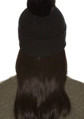 Hat Attack Cashmere Slouchy Cuff Beanie with Faux Fur Pom