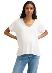 Hatch Collection Maternity Perfect Vee T-Shirt - Black/white stripe