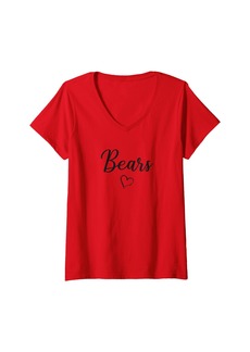 Womens Hatch Valley Bears Above  Heart V-Neck T-Shirt