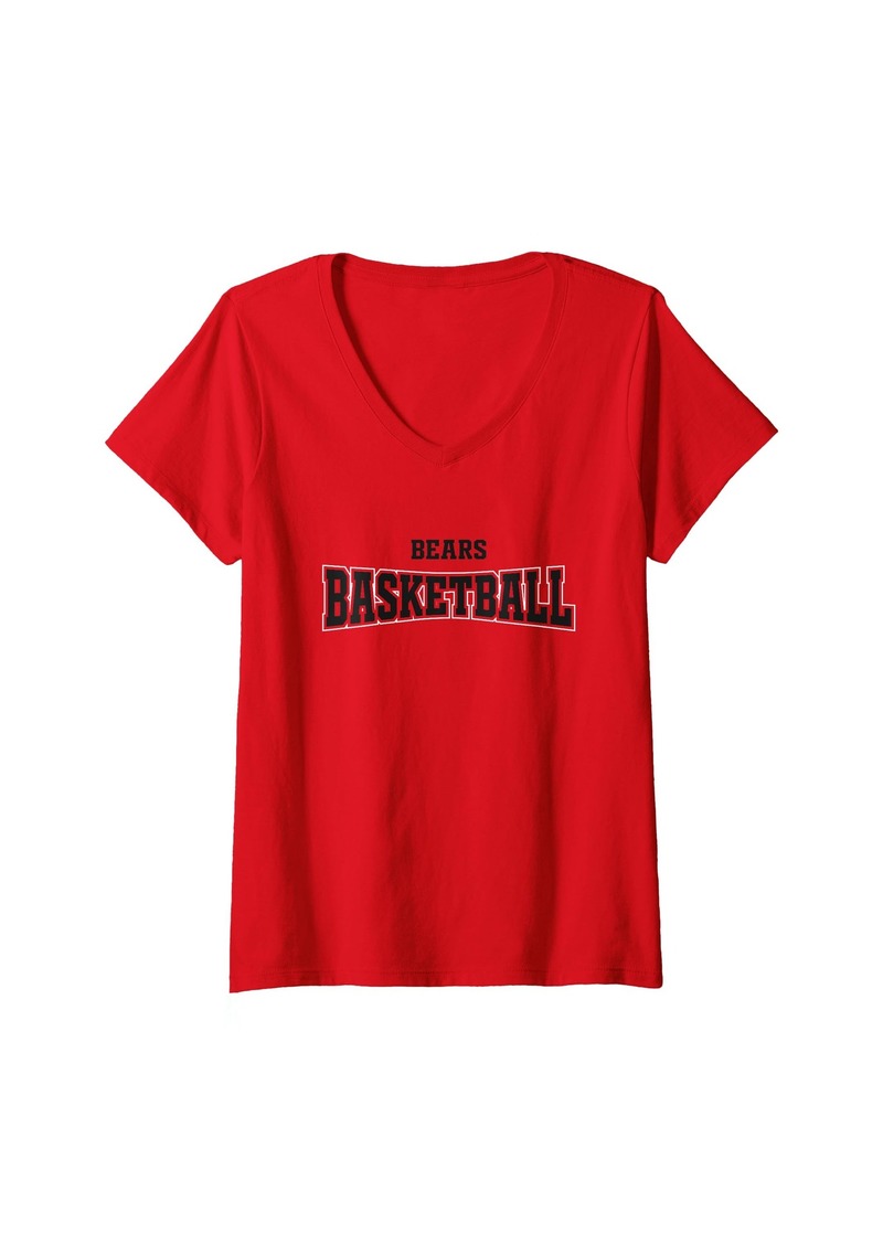 Womens Hatch Valley Bears Basketball Warp HS V-Neck T-Shirt