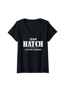 Womens Team HATCH Lifetime Member HATCH Family V-Neck T-Shirt