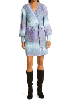 Haute Hippie Ivanna Ombre Long Sleeve Sweater Dress in Blue Purple Ombre at Nordstrom