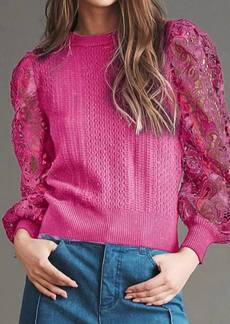 Haute Hippie Juliana Long Sleeve Sweater in Very Berry