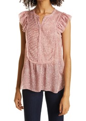 Haute Hippie Floral Pintuck Chiffon Sleeveless Blouse in Ash Rose Multi at Nordstrom
