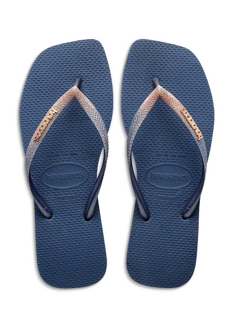 havaianas Women's Slim Square Toe Glitter Slip On Flip Flop Sandals