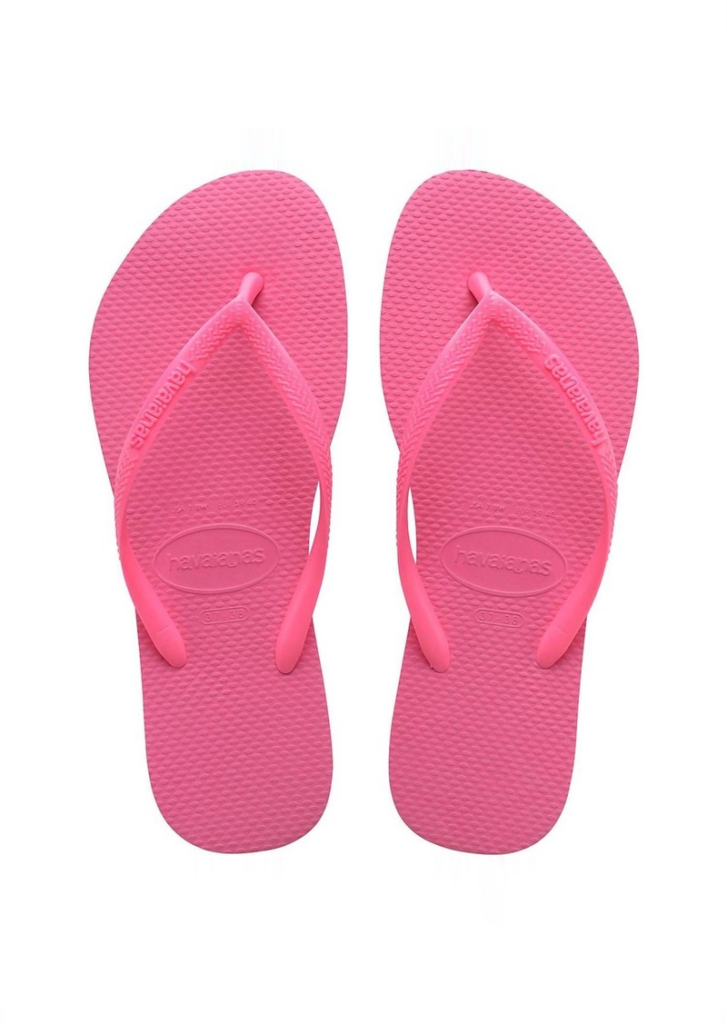 Havaianas Solid Color Slim Flip Flops In Crystal Rose