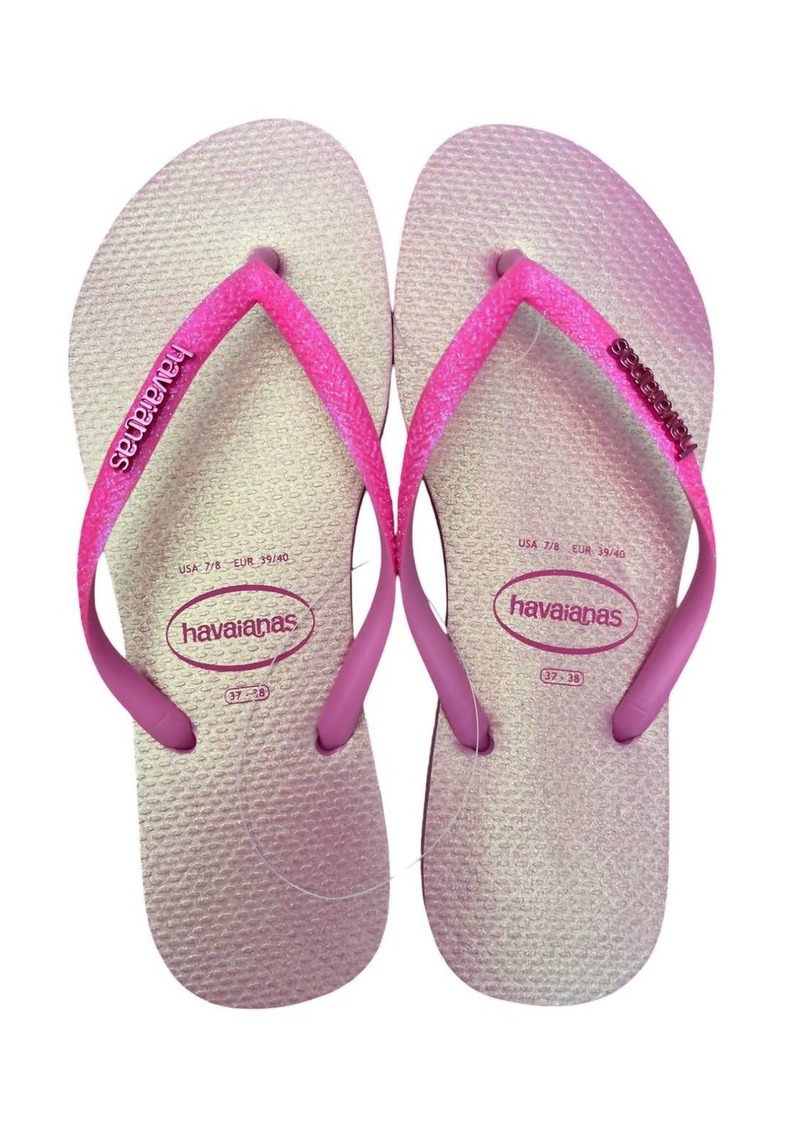 Havaianas Women's Slim Glitter Iridescent Sandal In Pink Lemonade