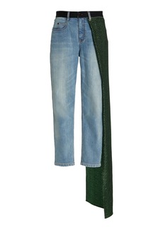 Hellessy - Women's Aston Draped-Detail Straight-Leg Jeans - Medium Wash - US 8 - Moda Operandi