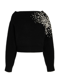 Hellessy - Women's Brund Crystal-Embellished Wool And Cashmere-Blend Sweater - Black/white - XS - Moda Operandi