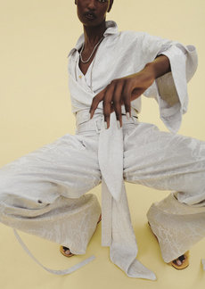 Hellessy - Women's Sanford Satin-Jacquard Wide-Leg Pants - White - US 6 - Moda Operandi