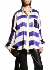Hellessy Oxbury Striped Silk Shirt w/ Detachable Sleeves