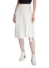 Helmut Lang Compact Wool Midi Wrap Skirt