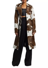 Helmut Lang Cowhide Belted Calf Hair Trench Coat