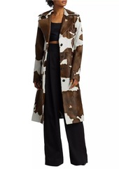 Helmut Lang Cowhide Belted Calf Hair Trench Coat
