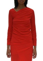 Helmut Lang Crepe Gathered Asymmetric Top