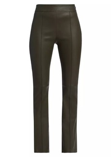Helmut Lang Cropped Flare Leather Pants