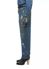 Helmut Lang Cropped Wide-Leg Painted Jeans