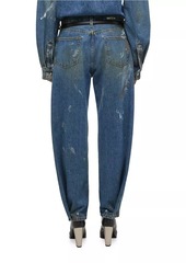 Helmut Lang Cropped Wide-Leg Painted Jeans