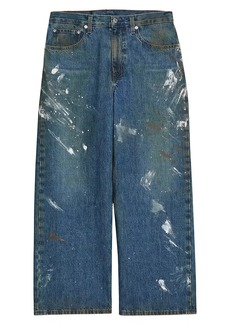 Helmut Lang Cropped Wide-Leg Painted Jeans