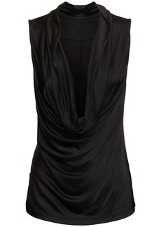 Helmut Lang Draped Viscose Satin Sleeveless Top