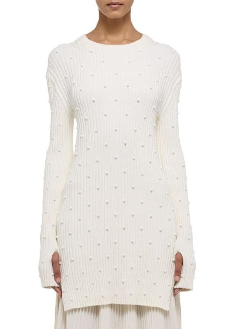 Helmut Lang Embellished Crewneck Cotton Mini Dress