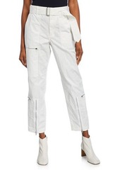 Helmut Lang Flight Straight-Leg Belted Pants with Zippers