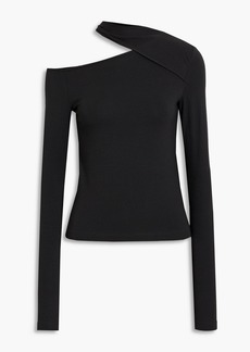 Helmut Lang - Cutout stretch cotton and modal-blend top - Black - XS