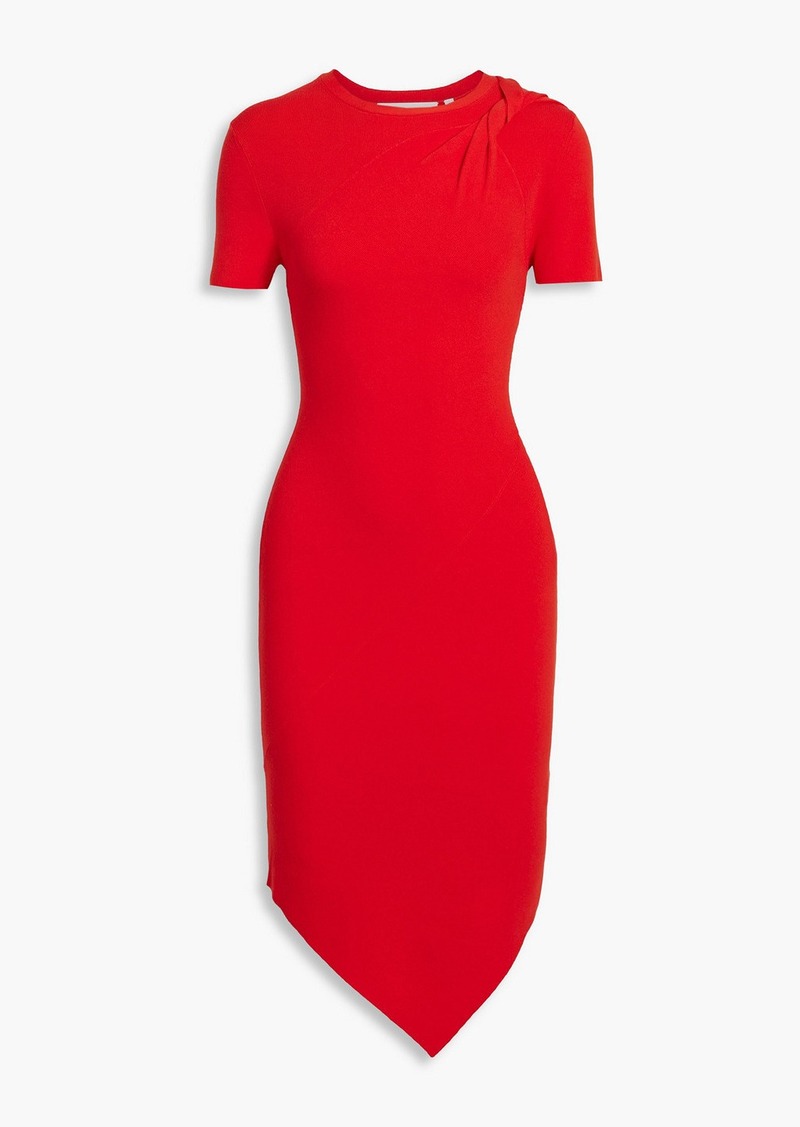 Helmut Lang - Asymmetric twisted ribbed-knit dress - Red - S