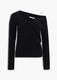 Helmut Lang - Bungee cold-shoulder twisted wool-blend sweater - Black - XS