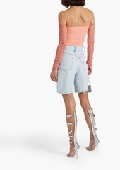 Helmut Lang - Convertible off-the-shoulder jersey and mesh top - Orange - XS
