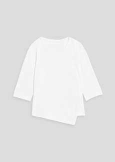 Helmut Lang - Cropped asymmetric ribbed cotton-blend top - White - XL
