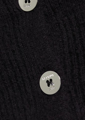 Helmut Lang - Cropped brushed cotton-blend cardigan - Black - L