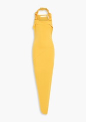 Helmut Lang - Cutout embellished stretch-knit maxi dress - Orange - L