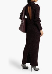 Helmut Lang - Cutout metallic ribbed cotton-blend turtleneck maxi dress - Purple - M