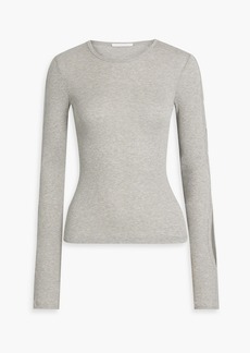 Helmut Lang - Cutout mélange ribbed cotton-jersey top - Gray - XL