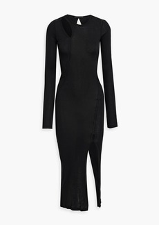 Helmut Lang - Cutout ribbed cotton-jersey midi dress - Black - XS