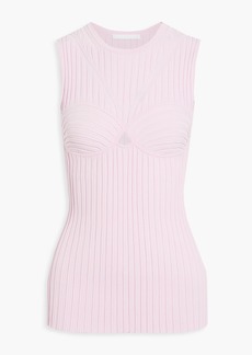 Helmut Lang - Cutout ribbed jersey top - Pink - S