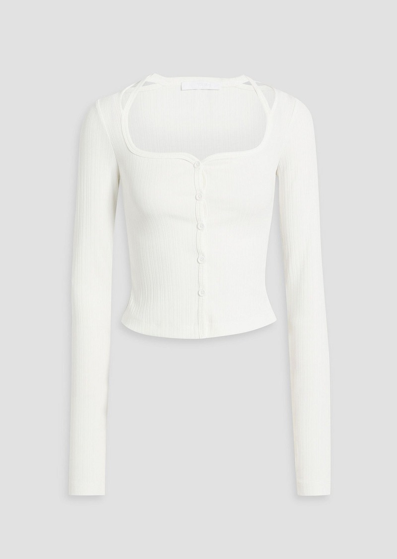 Helmut Lang - Cutout ribbed-knit cardigan - White - XXS