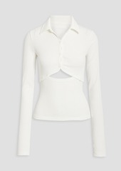 Helmut Lang - Cutout ribbed-knit polo shirt - White - M