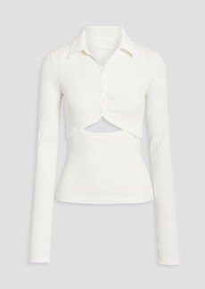 Helmut Lang - Cutout ribbed-knit shirt - White - XS