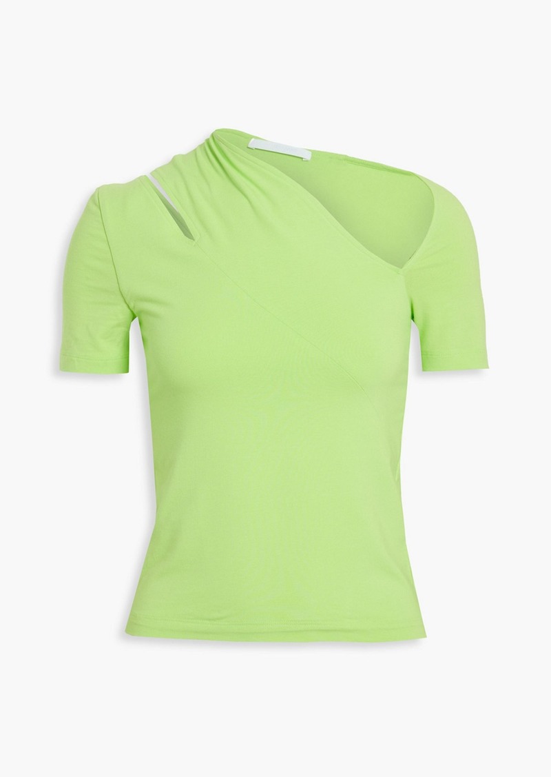 Helmut Lang - Cutout stretch cotton and modal-blend jersey top - Green - XS