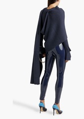 Helmut Lang - Draped ribbed merino wool-blend sweater - Blue - XS