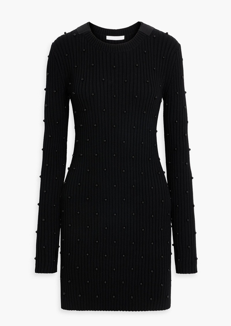 Helmut Lang - Embellished ribbed cotton-blend mini dress - Black - XS