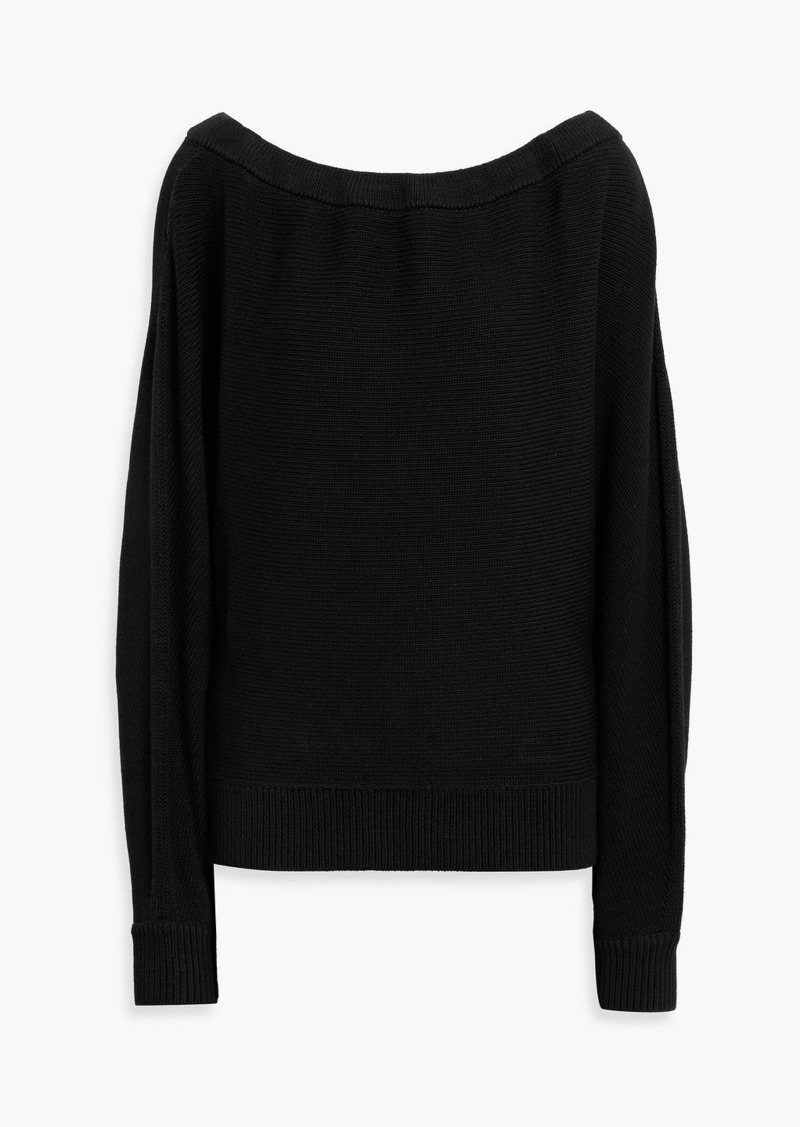 Helmut Lang - Gathered cotton-blend sweater - Black - XS