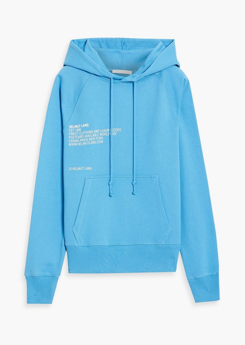 Helmut Lang - Printed French cotton-terry hoodie - Blue - S