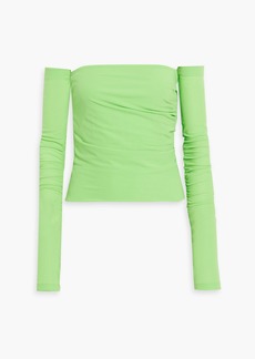 Helmut Lang - Off-the-shoulder convertible stretch-crepe top - Green - XS