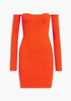 Helmut Lang - Off-the-shoulder ribbed-knit mini dress - Orange - M
