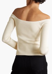 Helmut Lang - Off-the-shoulder ribbed-knit top - White - L