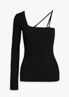Helmut Lang - One-sleeve ribbed-knit top - Black - M