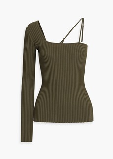 Helmut Lang - One-sleeve ribbed-knit top - Green - XS